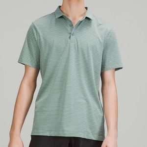 Lululemon Evolution Short Sleeve Polo Size XL Stripe Tidewater Teal White Opal